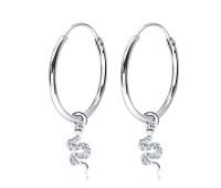 Little Snake Shaped CZ Crystal Silver Hoop Earring HO-2536